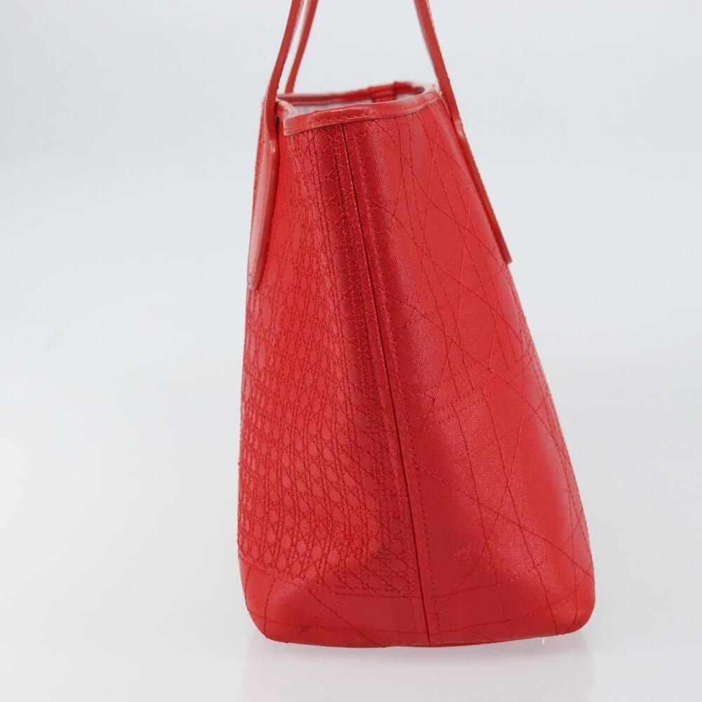 Christian Dior Canage Tote Bag Coated Canvas Red Silver Auth bs31647 - Picture 4 of 16